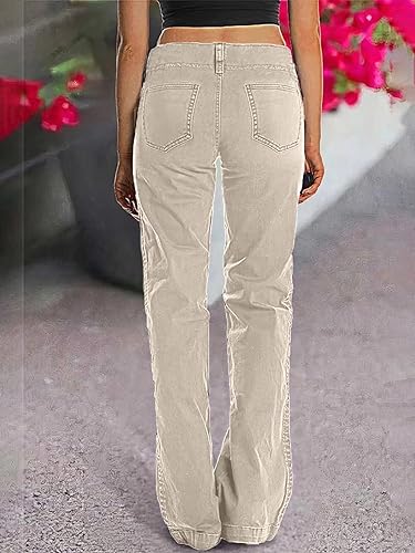Women's Wide Leg Cargo Pants Mid Waist Straight Leg Business Casual Work Dress Pants